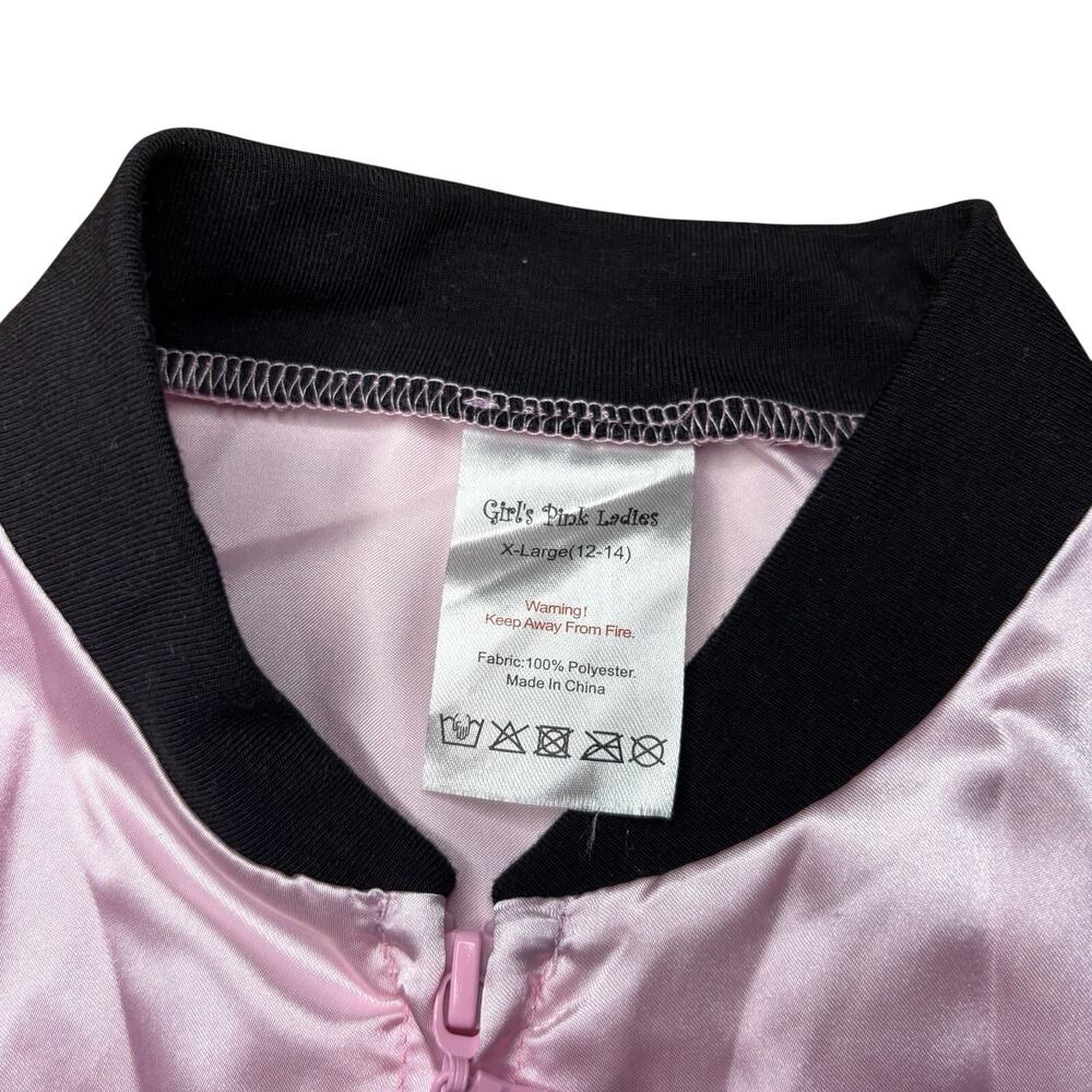 Pink Ladies Satin Jacket Girls XL 14/16 Grease Costume Sock Hop Party - Picture 3 of 6